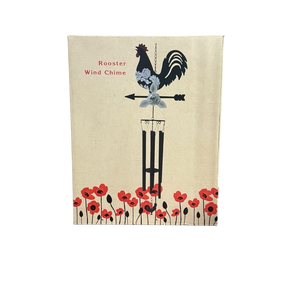 Cracker Barrel Exclusive Rooster Windchime Farmhouse Country Decor Black NIB 33"